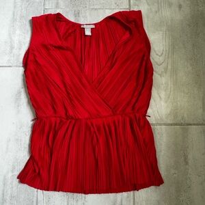 H&M Red Pleated Top